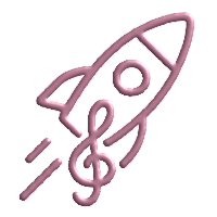 flat icon of a rocket with treble clef